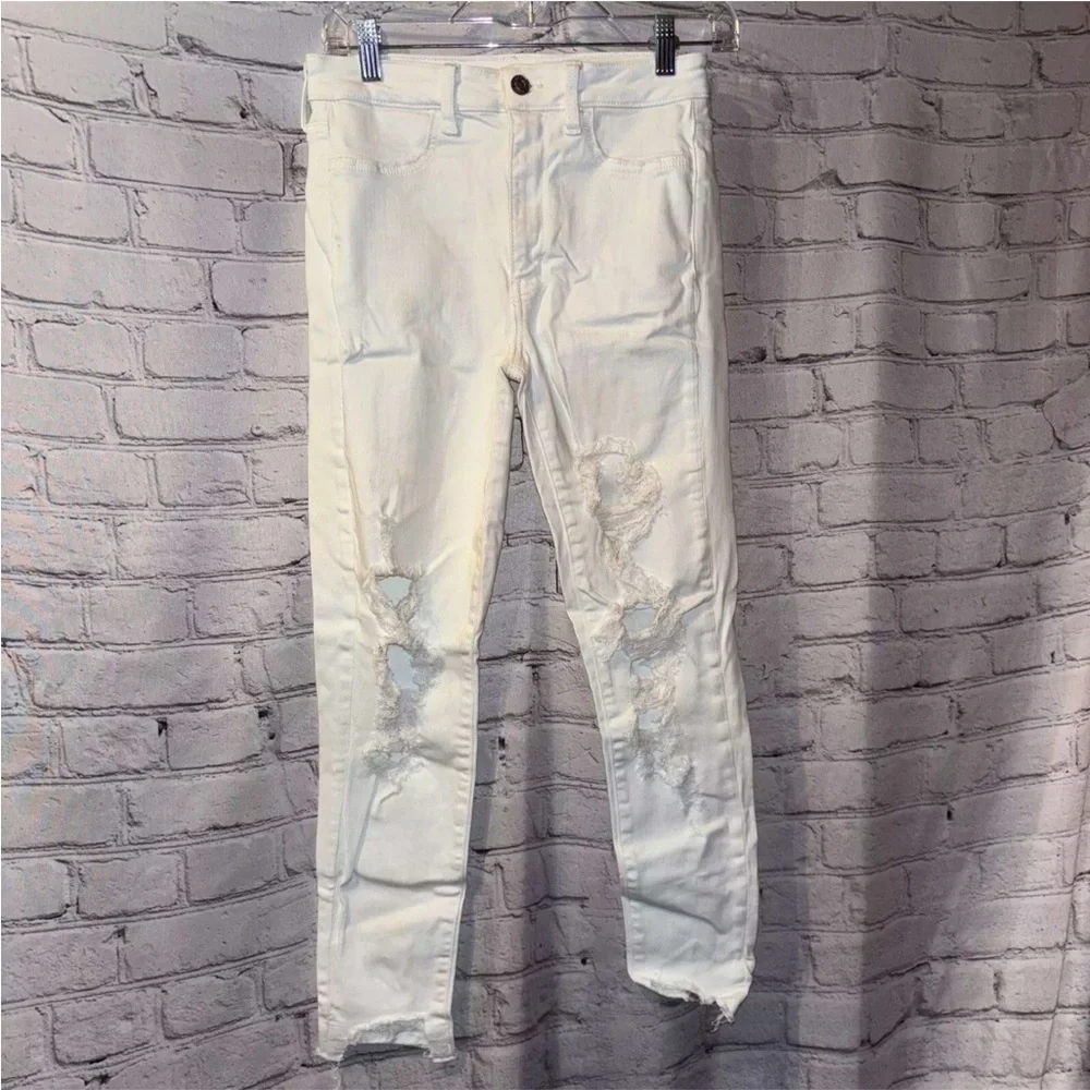 American Eagle NE(x)T Level Hi-Rise Jegging Crop Denim Jeans White Size 6